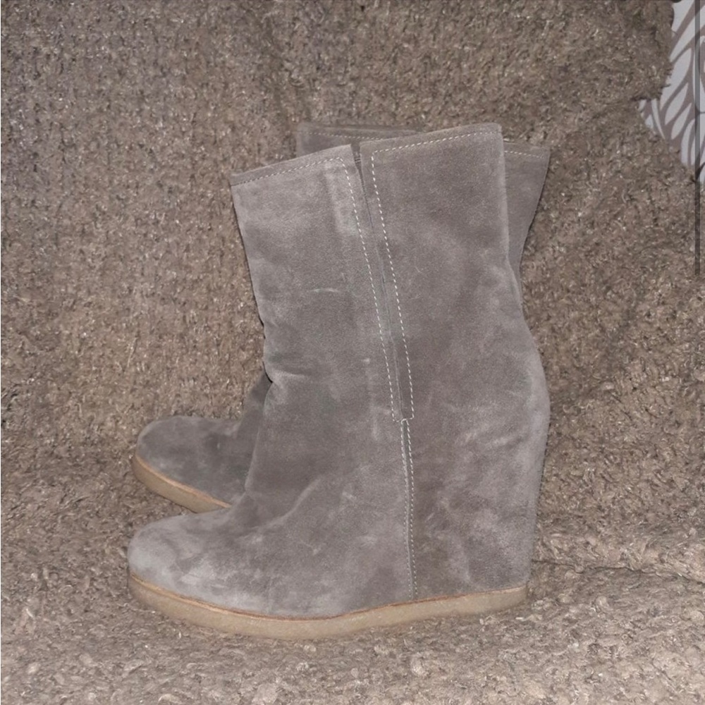 Stuart Weitzman-Hidden Wedge Bootie- Brown Suede … - image 2